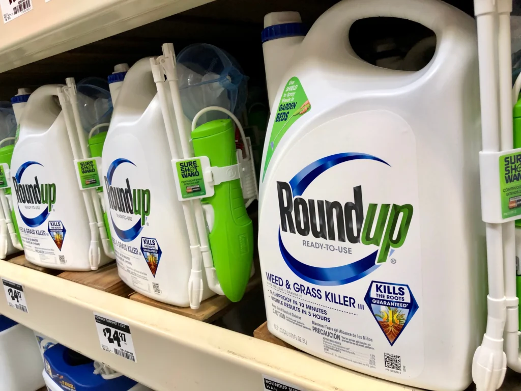 Image of Roundup Weed Killer Bottles on a Shelf